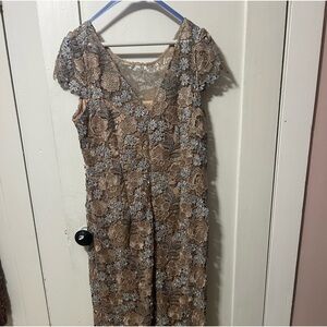 Xscape Gold and Silver Lace Wedding Dress